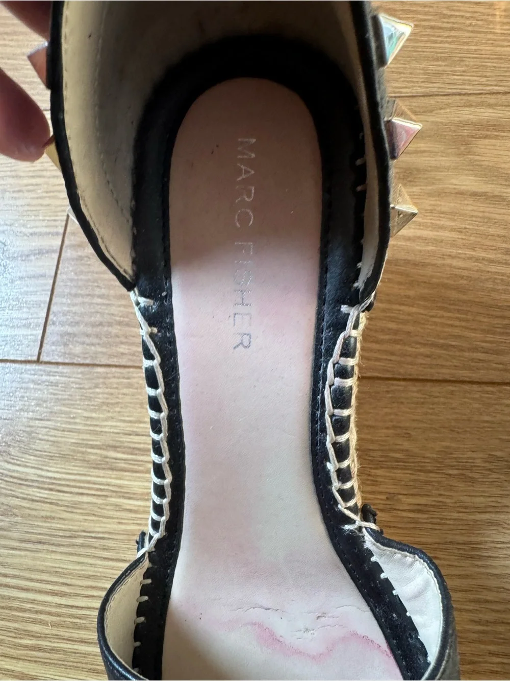 Black Studded Wedge Espadrille Sandals - Women